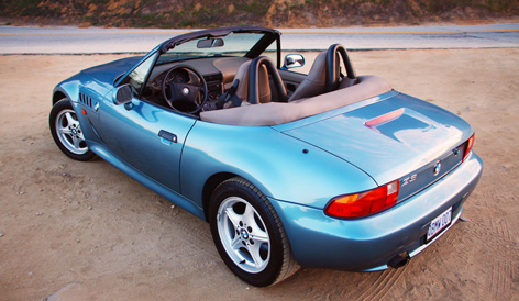 BMW Z3 in Atlanta Blue with tan interior and five-point grooved wheels