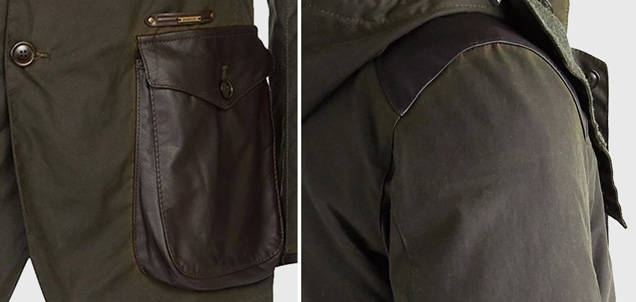 Barbour Supa Commander leather pockets and shoulder patches