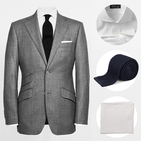 Anthony Sinclair sharkskin grey conduit cut suit special offer