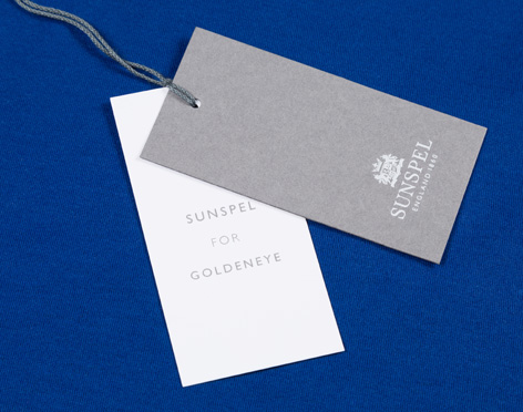 Goldeneye Sunspel polo blue labels