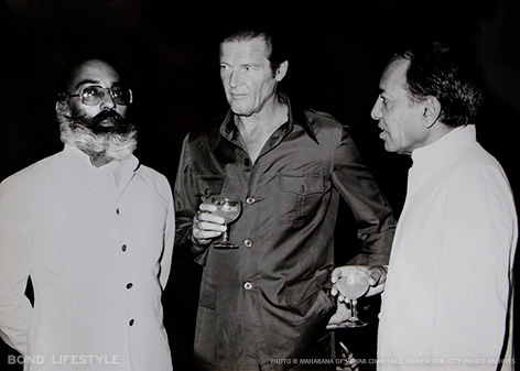 Arvind Singh Mewar - Mr. Roger Moore - Maharana Bhagwat Singh Mewar Cocktail party hosted by Maharana Bhagwat Singh of Mewar for Mr. Roger Moore and the Octopussy cast and crew.