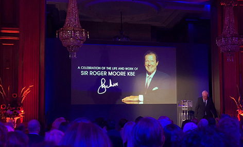 pinewood studios roger moore stage michael caine tribute