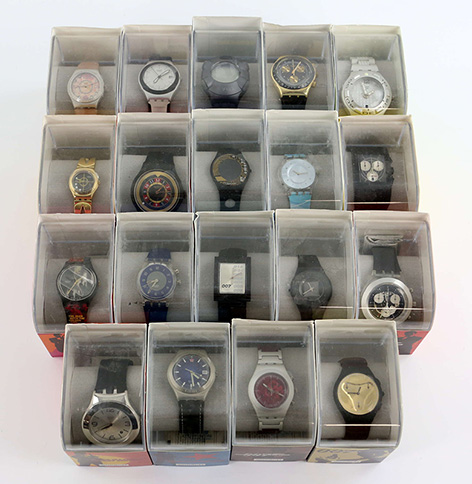 James Bond 007 Swatch collection including 20 cased 40th Anniversary watches 2