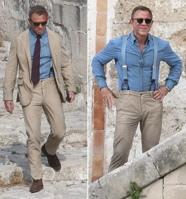 Daniel Craig Matera suit shirt trousers shoes James Bond No Time To Die
