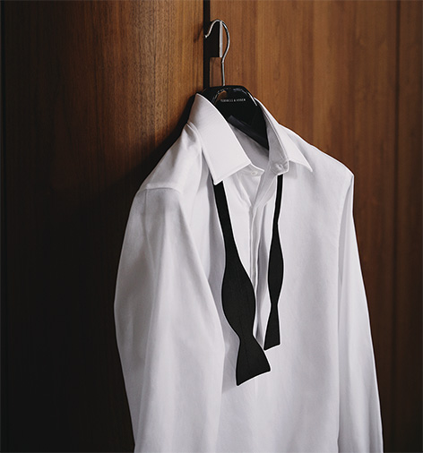 Turnbull & Asser Casino Royale white tuxedo shirt and bow tie James Bond Collection