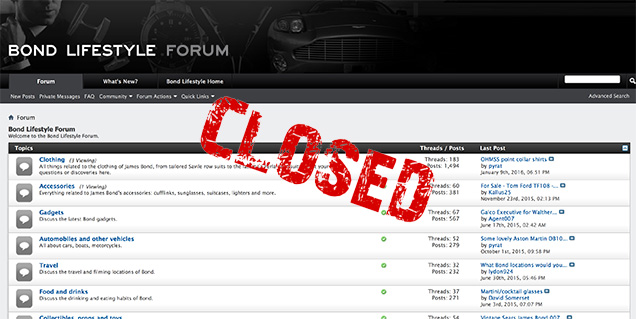 Bond Lifestyle forum closed