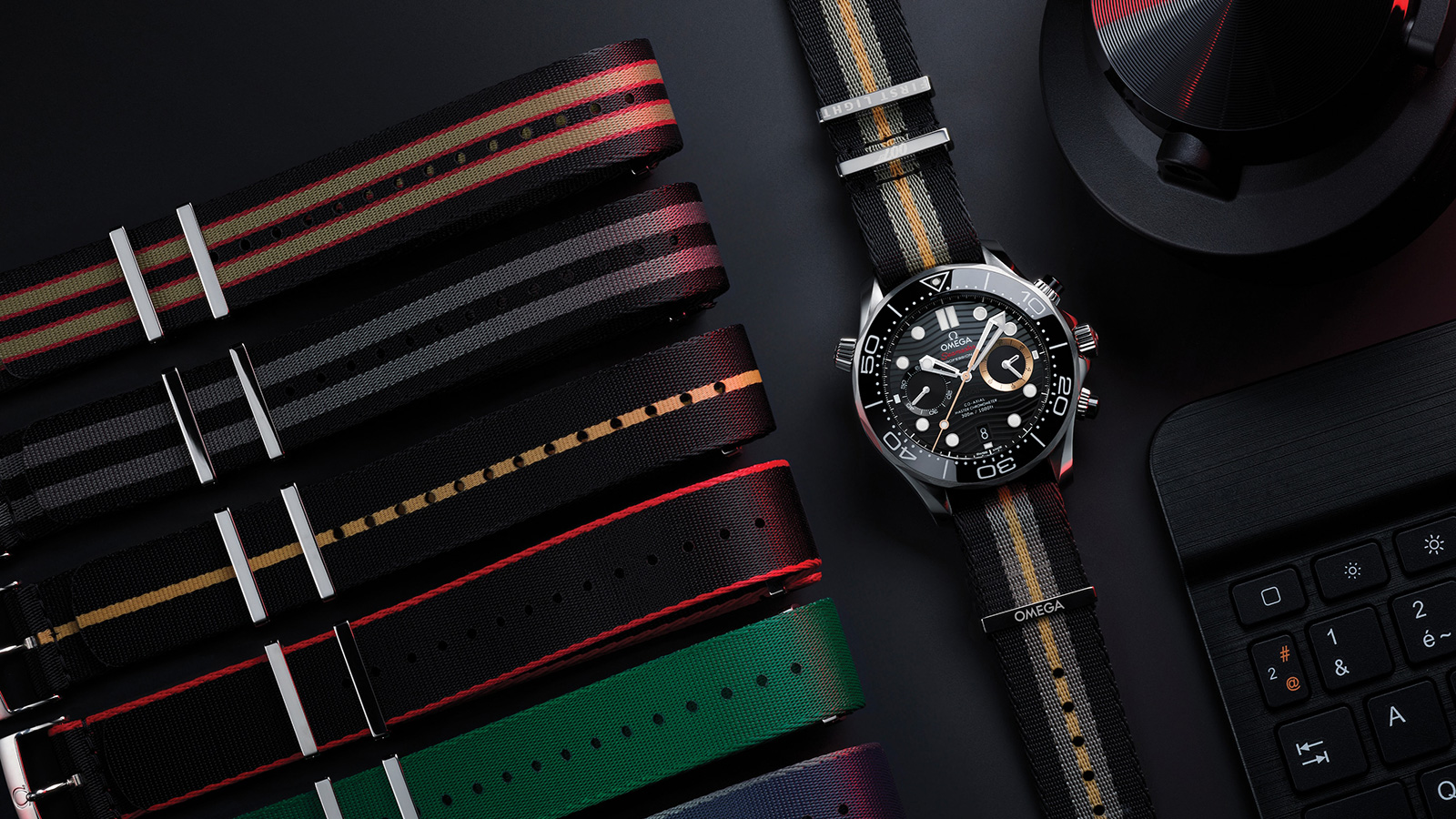 Omega Seamaster Diver 300M Chronograph 007 First Light  210.32.44.51.01.002 straps