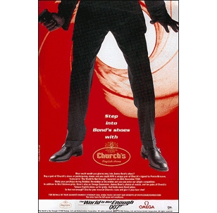 Bond themed advertisement for Church's Presley shoes in The World Is Not Enough photo © Church's