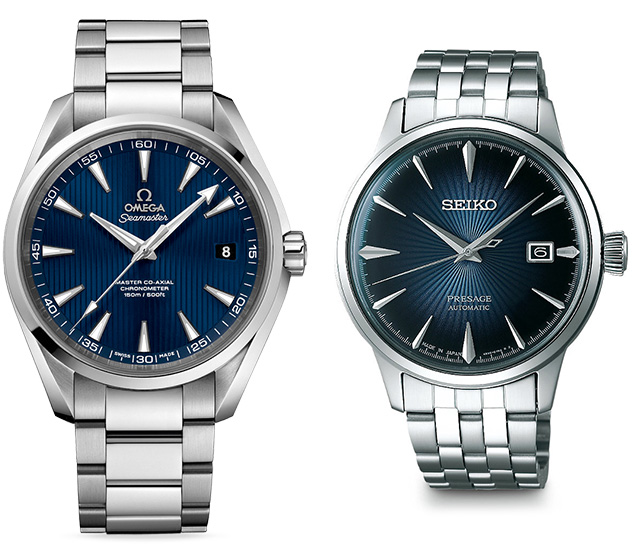 Compare Omega Aqua Terra and Seiko Presage SRPB41J1 affordable alternative