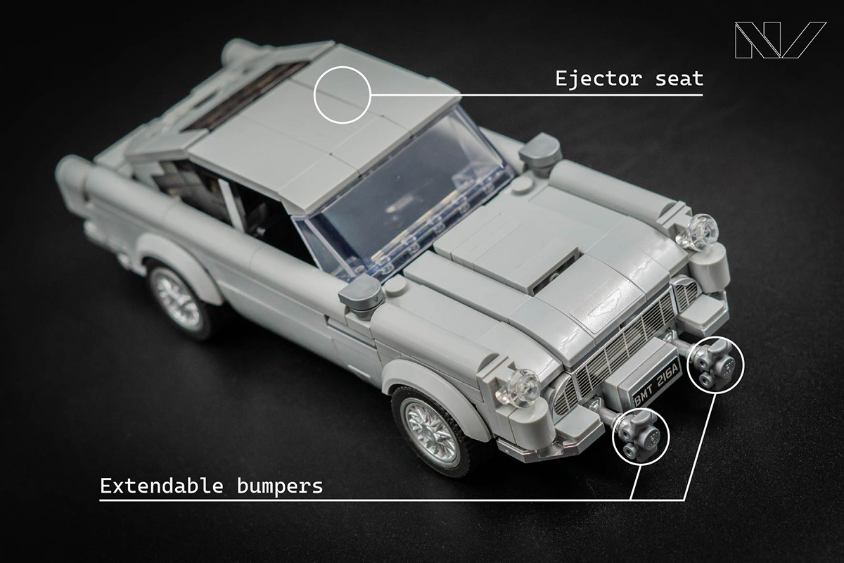 Fan-made LEGO Aston Martin DB5 with working gadgets