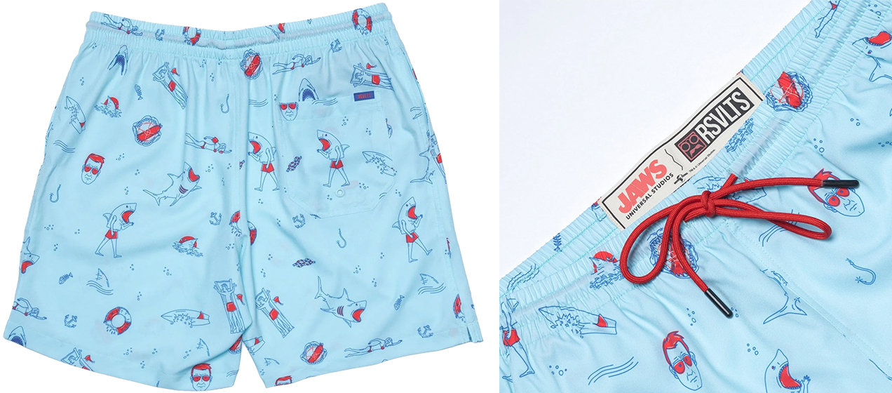 Jaws Amity Island Welcomes You Hybrid Shorts sky blue red