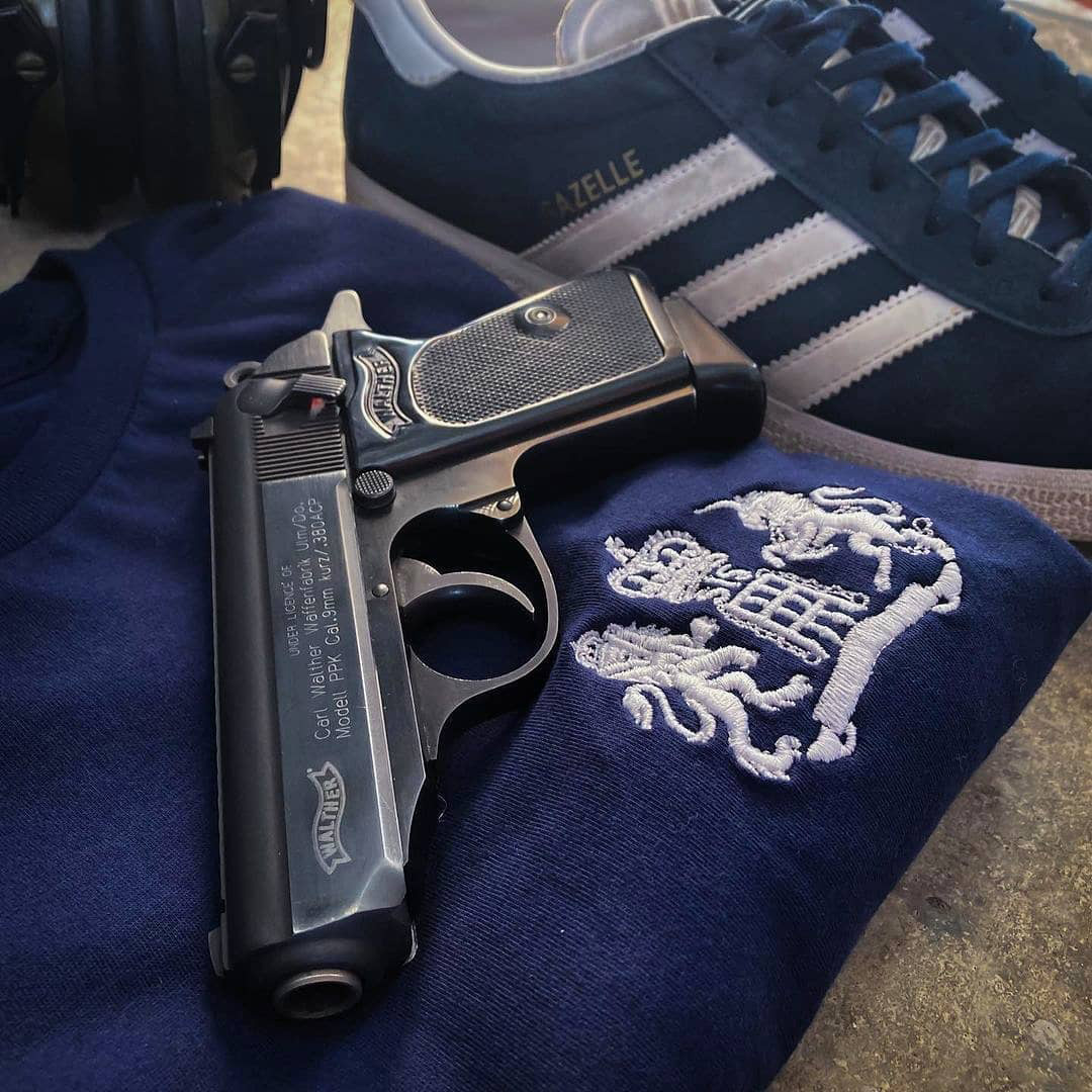 sis training gear shirt walther ppk adidas shoes