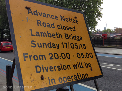 lambeth bridge spectre filming closed