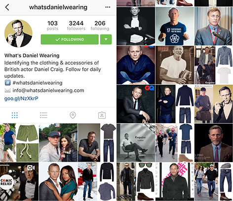 what's daniel craig wearing instagram