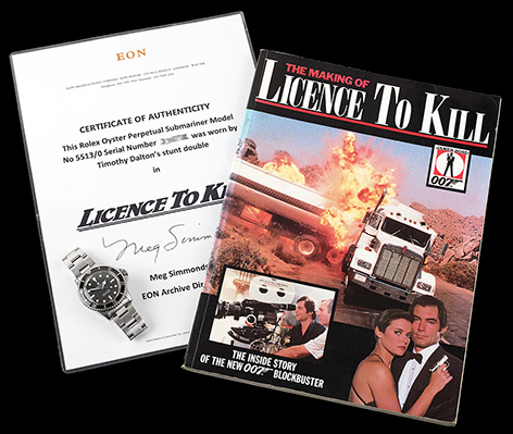 Rolex Submariner Licence To Kill auction certificate authenticity meg simmonds eon