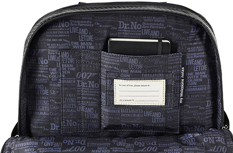 Moleskine 007 Limited Edition Classic Pro Backpack inside interior