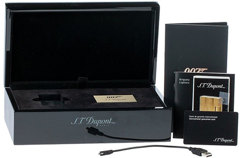 S.T. Dupont Ligne 2 James Bond 007 Gold-Black Connected Lighter presentation box usb cable