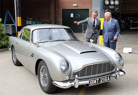 Prince Wales Bond 25 set visit Daniel Craig Aston Martin DB5 V8 Vantage