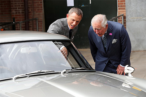Prince Wales Bond 25 set visit Daniel Craig Aston Martin DB5 V8 Vantage