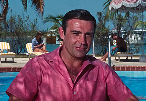 sean connery pink camp collar shirt thunderball james bond domino