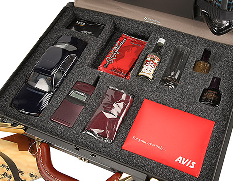 Samsonite promotional briefcase contents vodka car phone