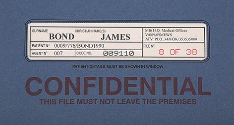 Medical file prop James Bond Pierce Brosnan