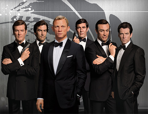Six James Bond figures at Madame Tussauds Orlando