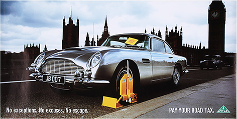 James Bond Poster auction Prop Store Adam Carter Jones Aston Martin DB5 dvla road tax