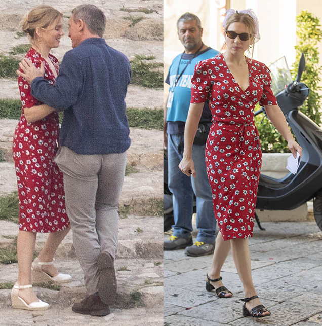 Madeleine Swann Lea Seydoux Rouje Gabin red flower dress James Bond Daniel Craig Matera No Time To Die