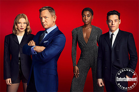 EW cover shoot daniel craig lashana lynch lea seydoux rami malek