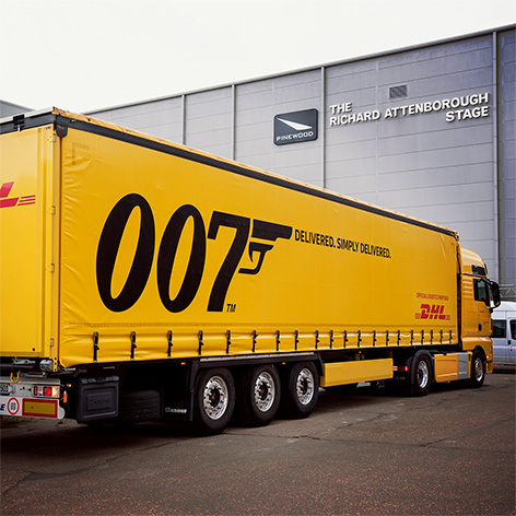 DHL James Bond Pinewood Studios truck partner No Time To Die