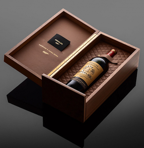 Chateau Angelus 007 wine box leather wood