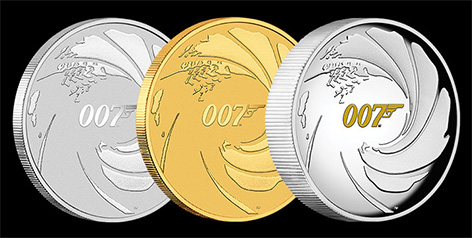 Perth Mont James Bond 007 Gold Silver Coins