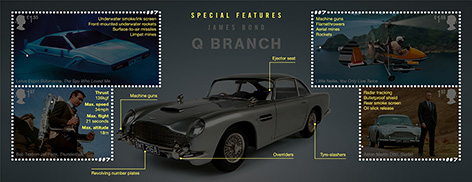 Royal Mail stamps vehicles James Bond 2020 info