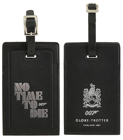 Globe-Trotter No Time To Die luggage tag black leather