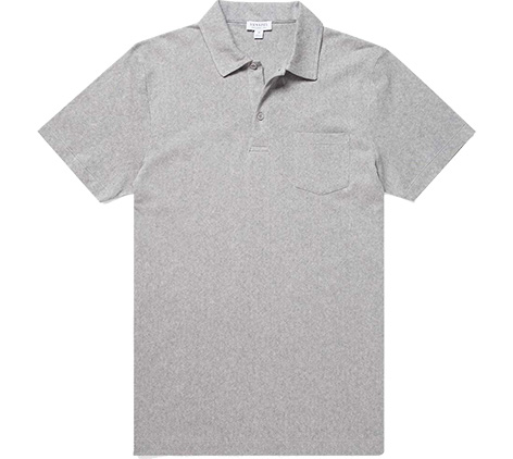Sunspel Riviera Polo Shirt Grey melange