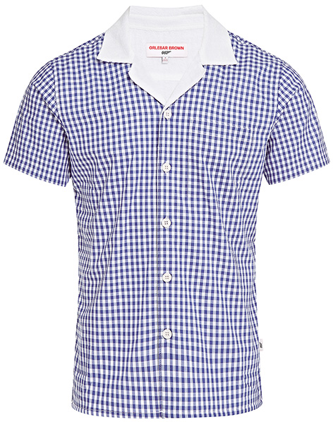 Orlebar Brown blue check gingham shirt 007 Collection