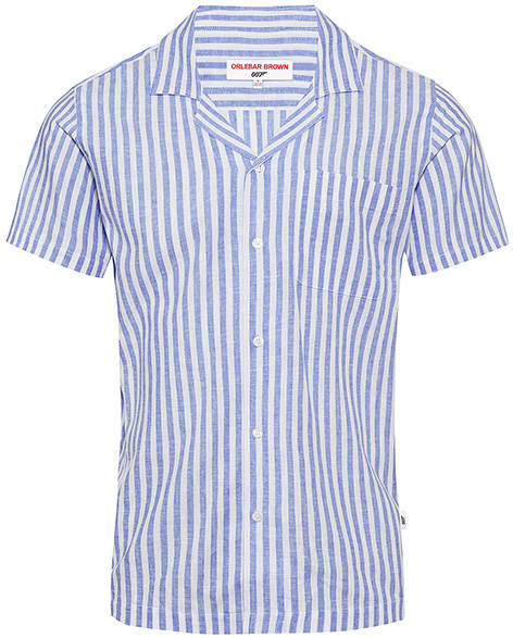 Orlebar Brown Blue Striped Shirt Sean Connery James Bond Thunderball