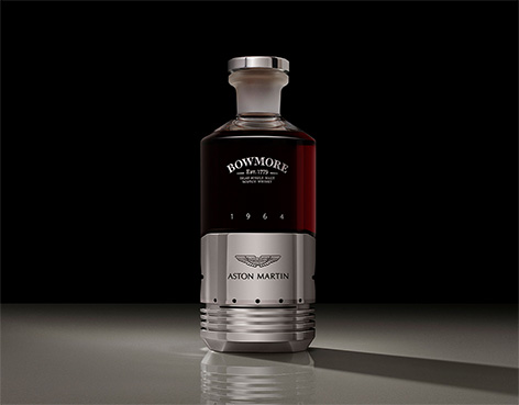 Black Bowmore DB5 Aston Martin whisky bottle