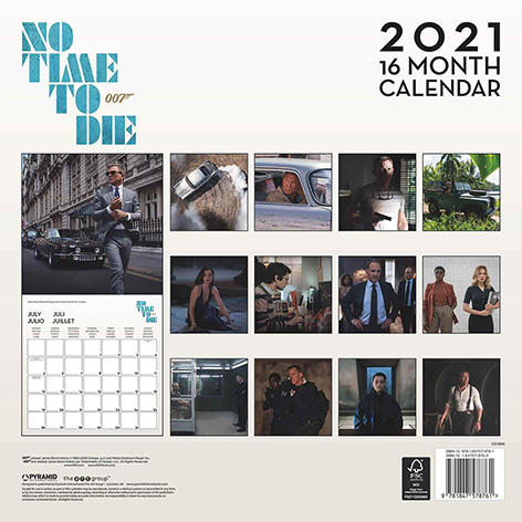 No Time To Die calendar 2021 16 months back photos James Bond