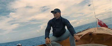 Omega Seamaster 300M No Time To Die promo Q watch gadget James Bond spirit yacht baseball cap