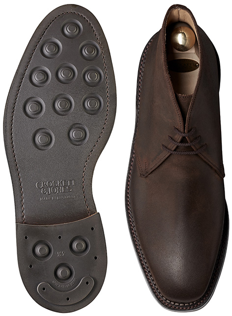 Crockett Jones Molton boots dainite sole brown suede