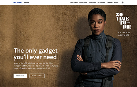 nokia website no time to die lashana lynch nomi james bond