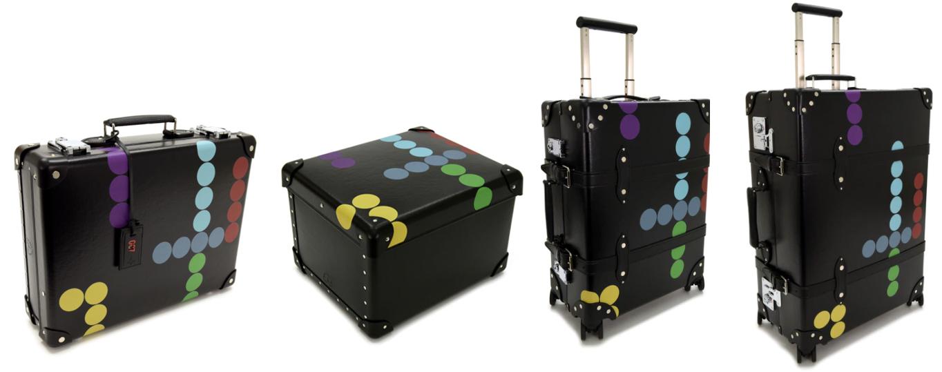Dr NO Dots collection includes an Attaché case Storage Box 4-Wheel Carry-On Case 4-Wheel Check-In Case size