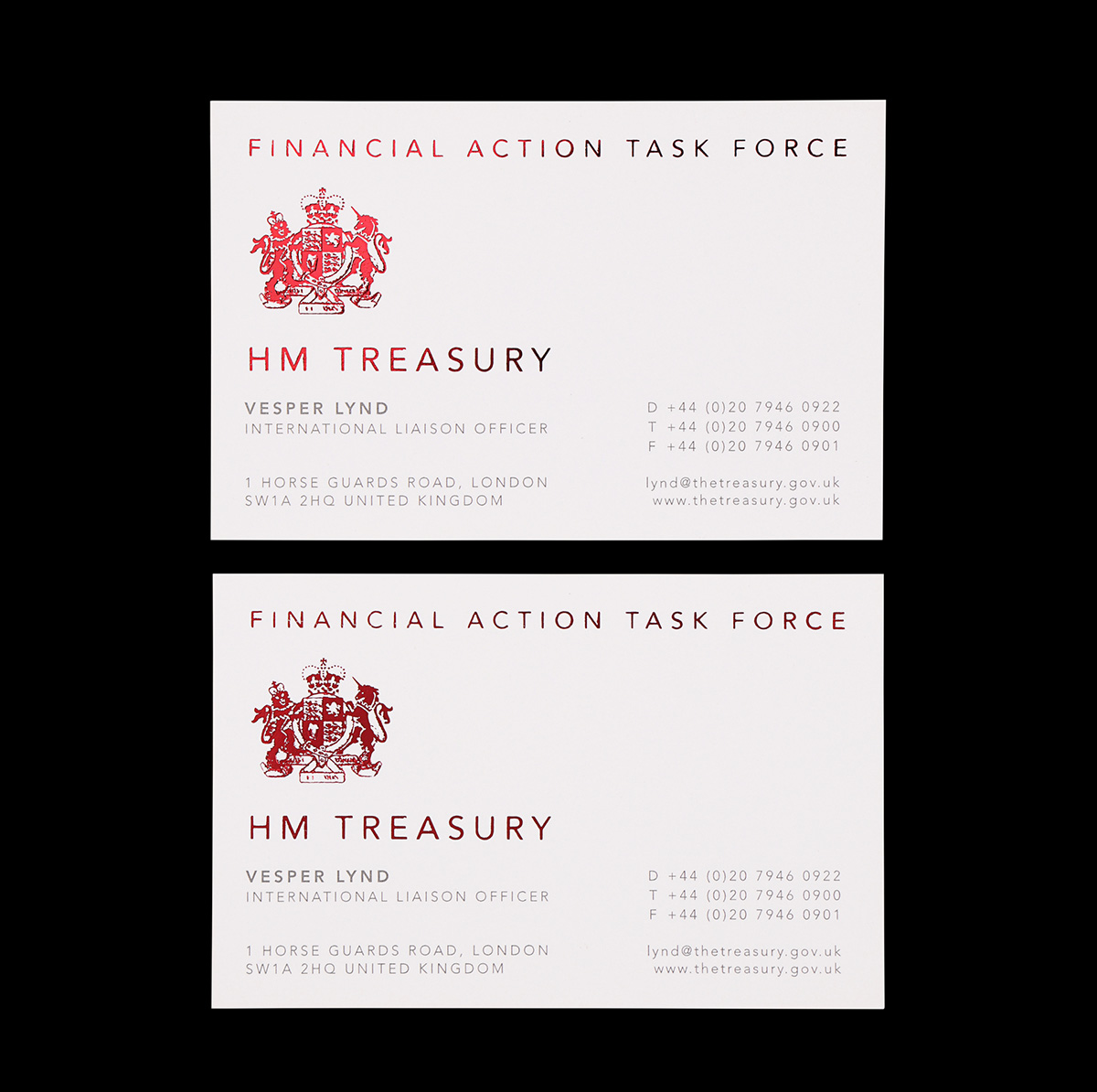 Vesper Lynds Eva Green International Liaison Officer HM Treasury Business Cards