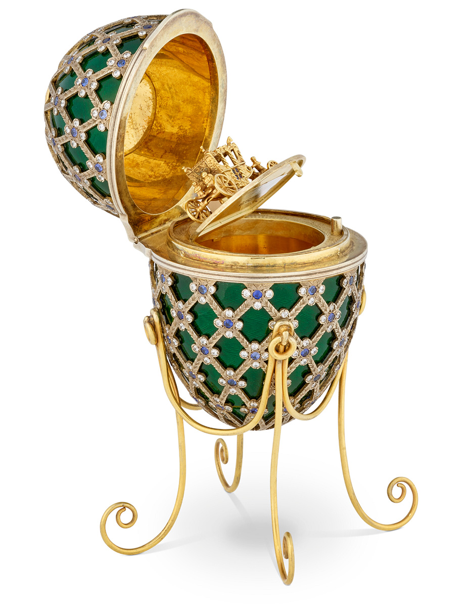 Swarovski crystal-mounted prop egg made by Asprey, London in the manner of Fabergé from the film Octopussy 