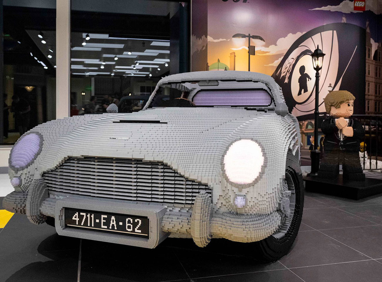 James Bond DB5 at LEGO Flagship London Store Leicester Square front
