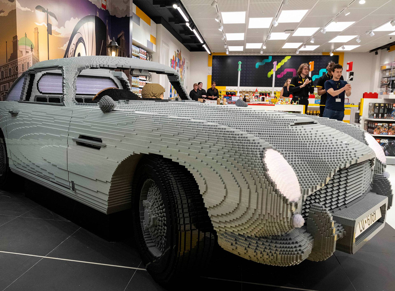 James Bond DB5 at LEGO Flagship London Store Leicester Square side