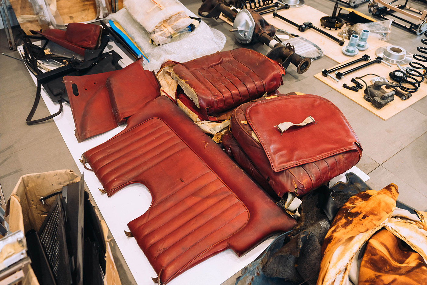 Aston Martin DB5 auction restoration project red leather