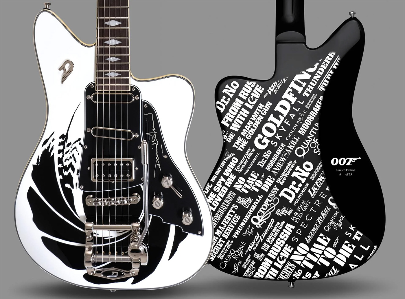 Limited Edition James Bond 007 Guitar by Duesenberg front and back films 25